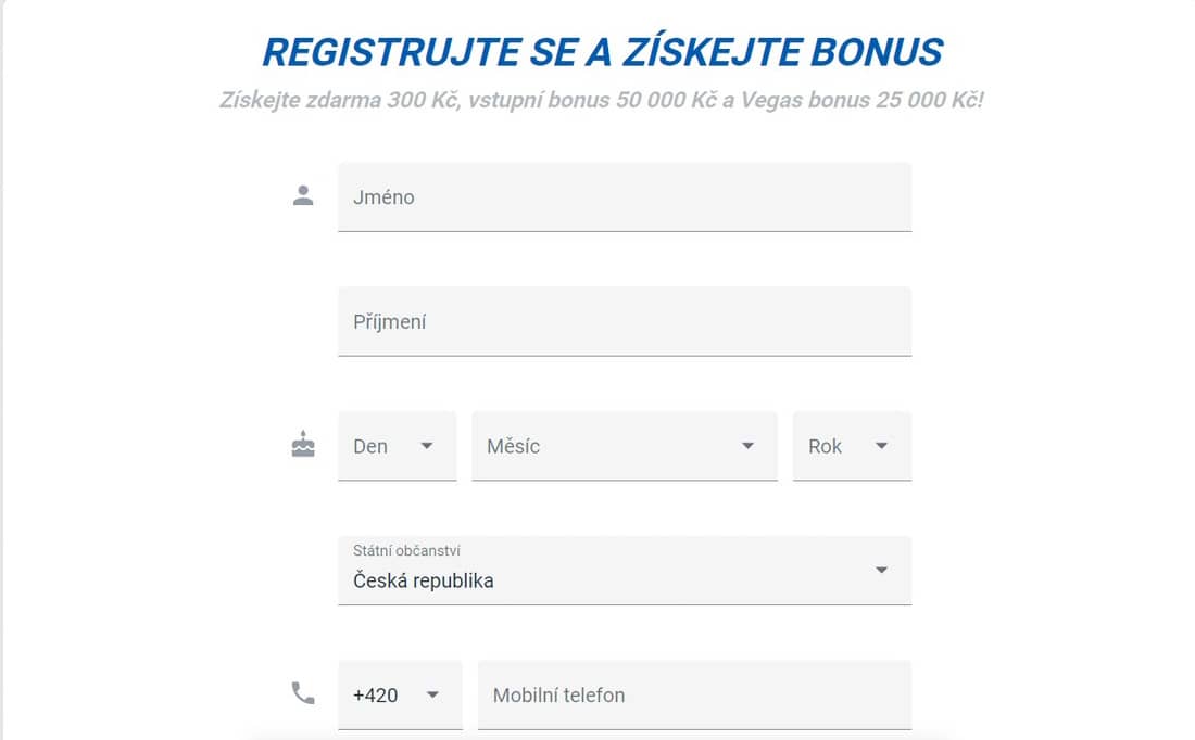 vyplňte registrační dotazník